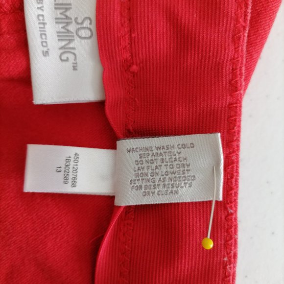 So Slimming By Chico's Womens Red Mid Rise Cropped Jeans Pant Size 2 - Picture 6 of 6